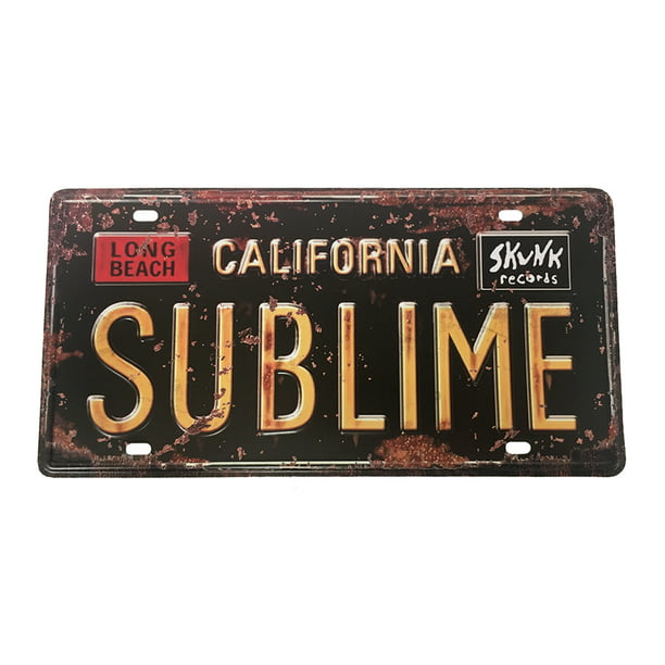 Sublime Punk Rock Band California Vanity Aluminum License Plate White